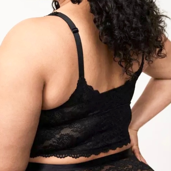 Torrid Unlined Lace Bralette Sz 2 black Semi-Sheer - Picture 2 of 12